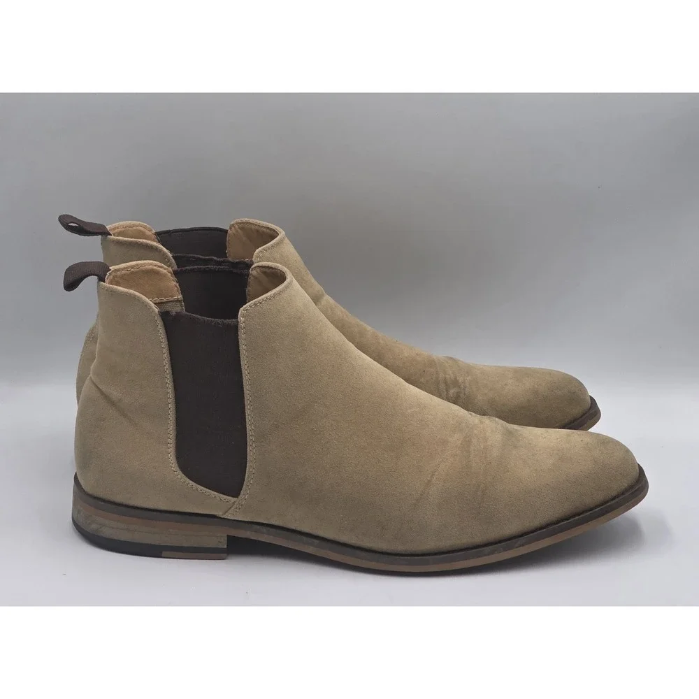 Harrison Myles Beige Mens Classic Scott Chelsea Boots Shoes Size 11 B-1852 Suede